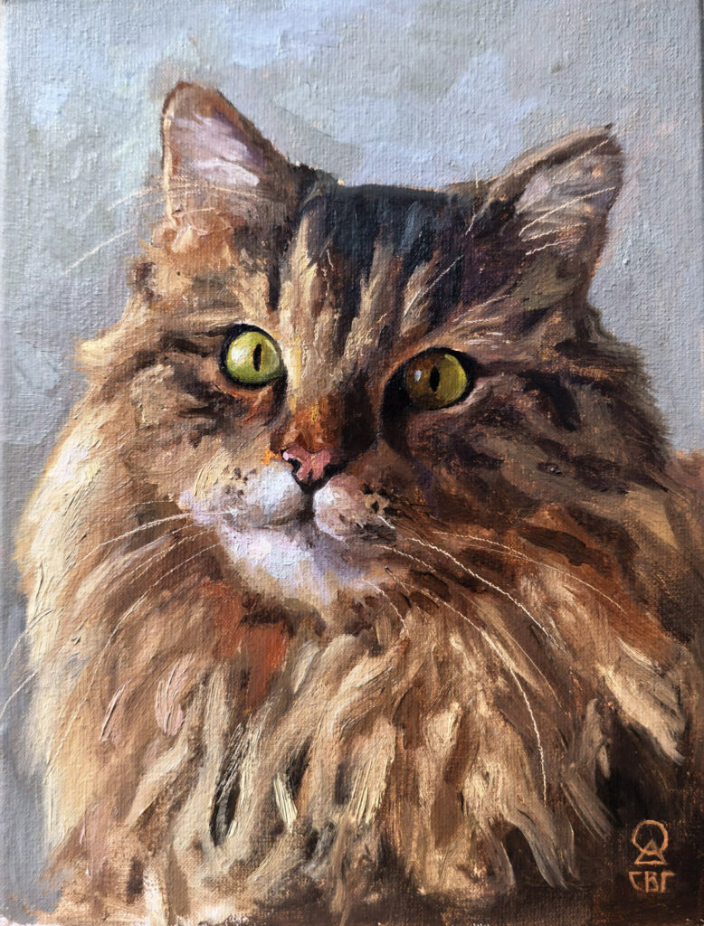 портрет на котка, рисувана картина, cat portrait